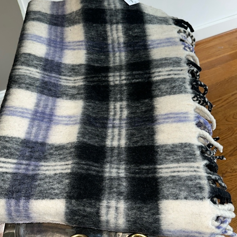 J. Crew Wool-blend blanket in plaid 48x61 NWT